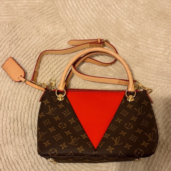 Crossbody Satchel Monogram with Red Orange accent - Picture 2 of 3